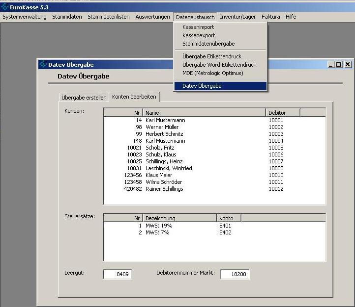 Übergabe der Debitoren-Rechnungen an DATEV